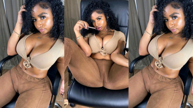 Olosho slay queen goes viral after spredng her legs w —dely while in her sitting room watch