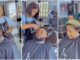 Wentin Be This, Pretty Barber Causes stirs online as she Barb the Hair of a Customer (Video)