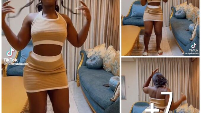 “I love tweaking” Reaction as Nollywood princess Luchy Donald tweak with her sexy dress in a post (Video)